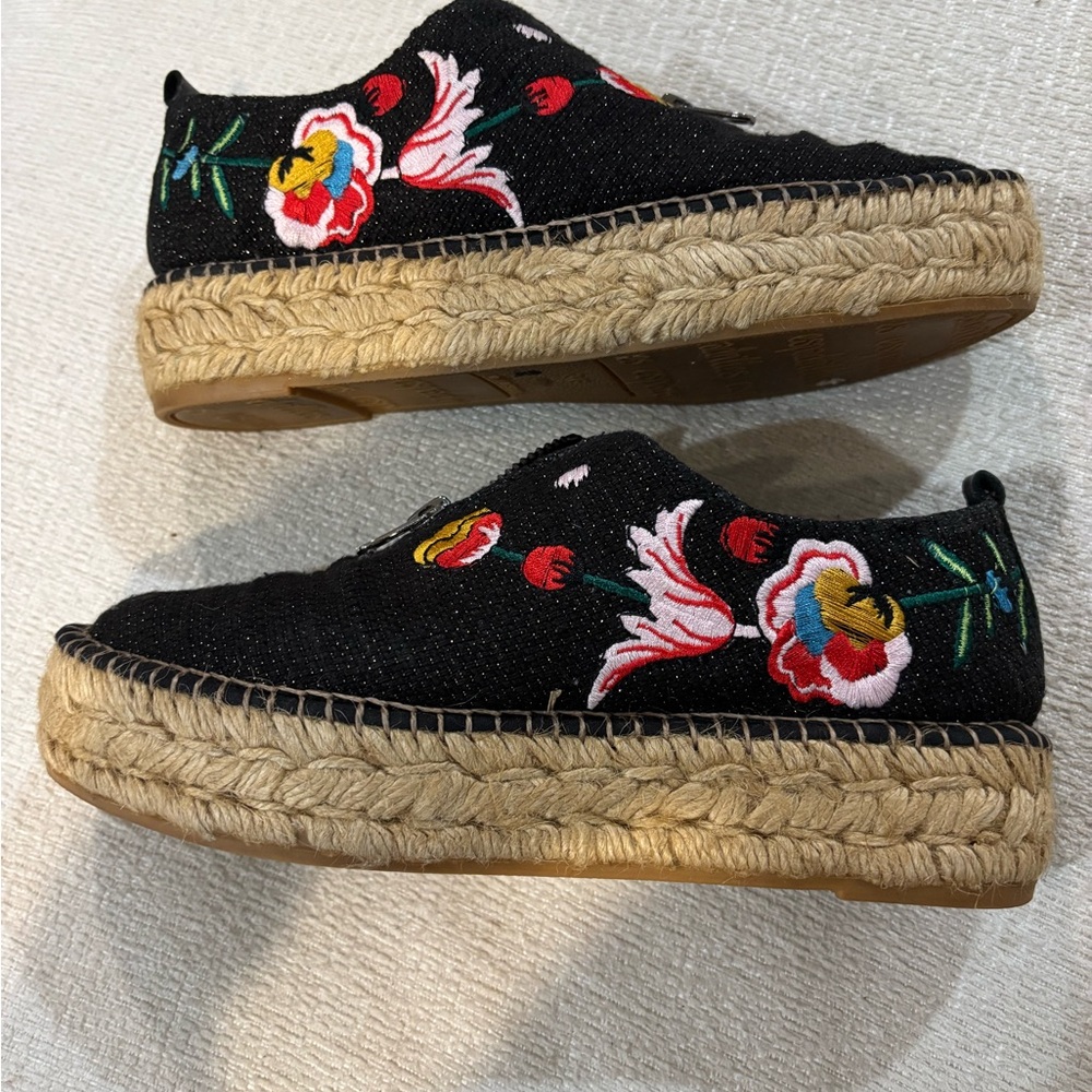 Embroidered Black Espadrille Shoes Eric Michael